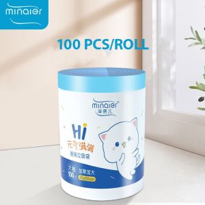 100pcs Drawstring Garbage Bag Cartoon Print Thickened Automatic Closing Kitchen Trash Bag Home Accessory