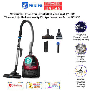 Máy hút bụi không túi Thương hiệu Philips PowerPro Active FC8632 Công suất 1700W Lực hút: 410W Đầu hút tiêu chuẩn TriActive - HÀNG CHÍNH HÃNG BẢO HÀNH 2 NĂM