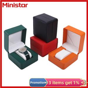 Ministar Watch Storage Box PU Single Watch Display Case Wristwatch Watch Holder Travel Jewelry Watch Organizer For Men Gift