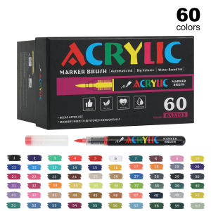 MW 12/24/36/48/60/80/120 Warna Spidol Cat Akrilik Ujung Kuas Pena Cat Profesional untuk Melukis Batu Kanvas Kaca Plastik Kain & Kerajinan Kreatif