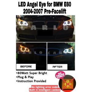 Super bright 80watt LED Angel Eye for BMW E60 2004-2007 Pre-Facelift (Pair)