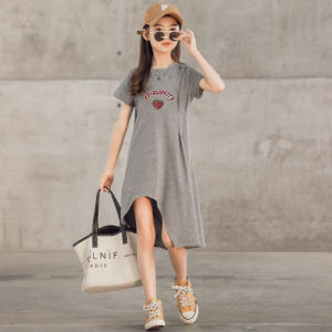 LS Show Teen Girl Dress Shift Dress กระโปรงยาว Maxi Dress Children Under Knees Dress 4-16-Year-Old Size 120-170Cm