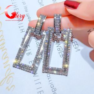 [HCM][2 màu] Bông tai nữ Hàn Quốc cá tính hình chữ nhật đính xung quanh dễ thương-Khuyên tai cute trang sức nữ cho phái đẹp 11G519009