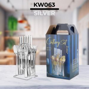 Sokano KW063 24pc Cutlery Set Stainless Steel Spoon Knife Fork Tea Pisau Sudu Garpu Utensil Hotel Event Gold Hadiah