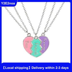 【Local shipping】 1 Set BFF Necklaces For Sister BFF Birthday Friendship Jewelry Gifts Best Friend Forever Necklace For 3 Girls Matching Heart Pendant