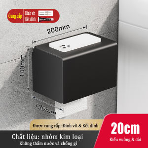 Hộp đựng khăn giấy treo tường bằng nhôm kim loại chống thấm và chống rỉ sét không cần khoan lắp đặt tiện dụng trong phòng tắm