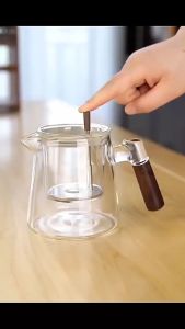 650ML Brewing Teapot High Borosilicate Glass Wooden Handle One Click Tea Separation Filter tea set