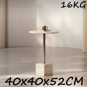 xpkQ Natural Travertine Round Tables Italian Minimalist Side Table Solid Stone Base Modern Cream Luxury Style Living Room Furniture H8M4T