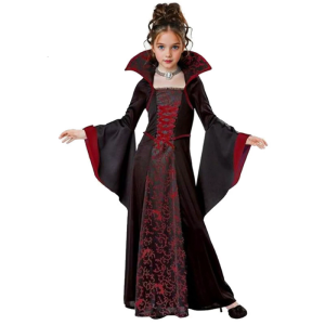 Children Halloween Witch Dress Floral Print Witch Dress with Flare Sleeve Lace Up Witch Dess For Girl Birthday Cosplay