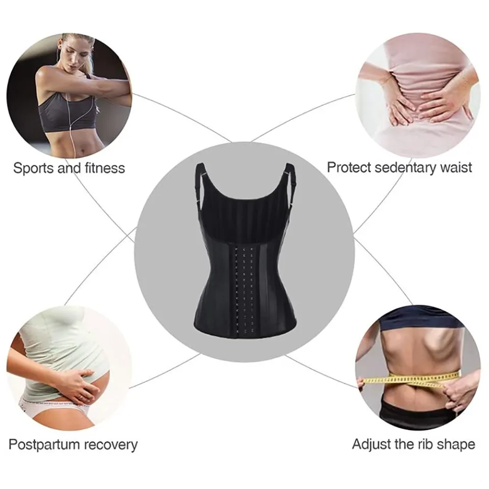 25 Steel Boned Slimming Corset Workout Girdle Vest Latex Women Body Hook  Adjustable Waist Trainer