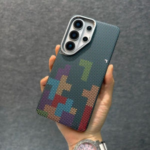 Geometry Splicing Squares Magne Case for Samsung S26 S25 S24 S23 Ultra Camera Lens Armor Protective Hard PC Phone Shell Cover