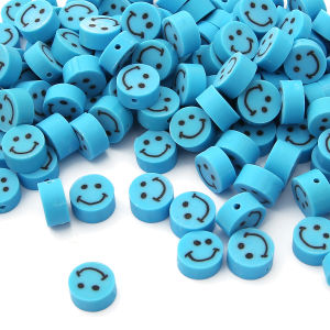 ลูกปัดยิ้ม30ชิ้นลูกปัดโพลิเมอร์ดินเหนียวหลวมสเปเซอร์สำหรับทำเครื่องประดับ DIY ทำสร้อยข้อมืออุปกรณ์ทำมือ