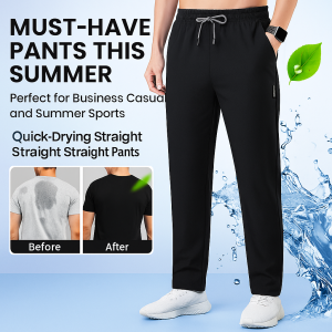 Men’s ice silk casual pants Ice Silk Pants Noniron Summer Pants Comfort Trimming the Legs Black Label Thin Fitted Shape