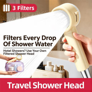Portable Filtered Shower Head Universal Handheld Skin Care Chlorine Removal Pressurized Spray Nozzle With Stop Switch For Travel Home