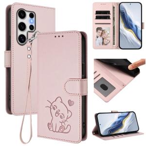 Luxury Casing For Samsung Galaxy S25 Ultra S24 FE S24 Ultra S25 FE S23 Ultra S25 Edge S22 Ultra S24+ S23+ S22+ Heart Cat Pattern Wallet Leather Card Slot Flip Skin Stand Cover