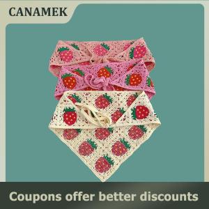 【 CANAMEK 】 Sweet Cute Knitted Triangle Headband French Pastoral Style Headband For Women Girls Little Flower Headscarf Hair Accessories
