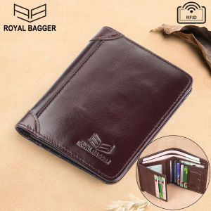 Ví Hình Khối RFID Bagger Royal Dành Cho Nam Ví Ngắn Mỏng Cho Nam Bằng Da Bò Thật Ví Gấp Ba Ngăn Đựng Thẻ Kinh Doanh
