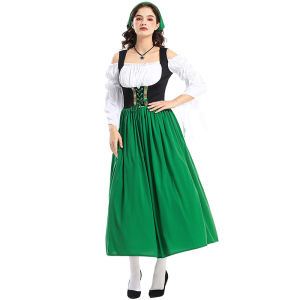 Trang phục hầu gái trang trại thời trung cổ dành cho người lớn dịp Halloween Váy dài lễ hội bia Munich Trang phục biểu diễn cho cha mẹ và con cái