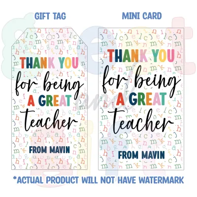 [Bundle of 5 pcs] Mini Teachers Day Cards / Gift Tags Custom Teachers Day Gift Card Mini Card Customised Thank You Cards