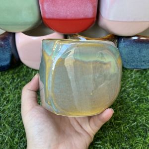[FREESHIP] Chậu sứ men hỏa biến Xí Ngầu (8x8cm)- Nhiều màu - Solar Garden