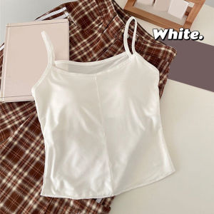 （Buy 1 Take 1）Double Lined Tops With Chest Pad Womens Strap Spaghetti Sando Cotton Tanks Tops Summer Seamless Camisole Thin Breathable Fabric Outdoor Wear