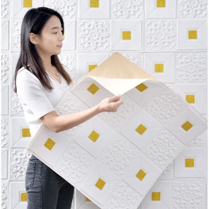 70x70cm Wallpaper 3D Self adhesive PE Foam Waterproof Wall Sticker Home ...