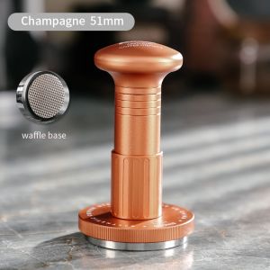 BINCOO แทมเปอร์ยืดได้สำหรับกาแฟรุ่นที่สามแรงกดแบบอัตโนมัติก้นแบนด้านล่างวาฟเฟิล51มม./58มม.