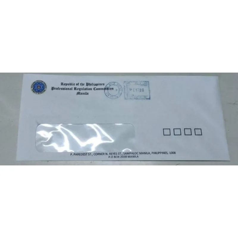 PRC Metered Stamp Window Mailing Envelope Board Exam Essential