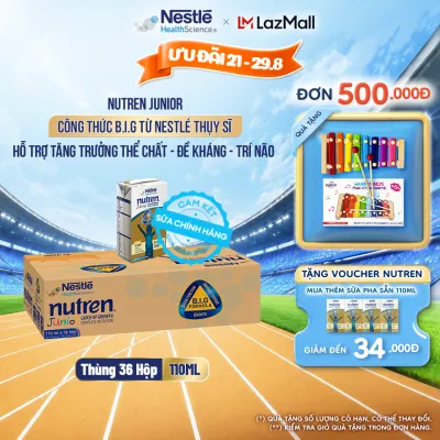 Thùng 36 Hộp Sữa Pha Sẵn NESTLÉ NUTREN JUNIOR Thụy Sĩ Công Thức BIG Tăng Trưởng Thể ChấtTrí NãoĐề Kháng 110ML 1-10 tuổi
