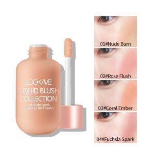 【Lorzi】【BUY 1 GET 2】LOOKME Glossier Peach Liquid Blush Waterproof Velvet Natural Cheek Blush Makeup Brighten Highlighter Professional Korean Cosmetic