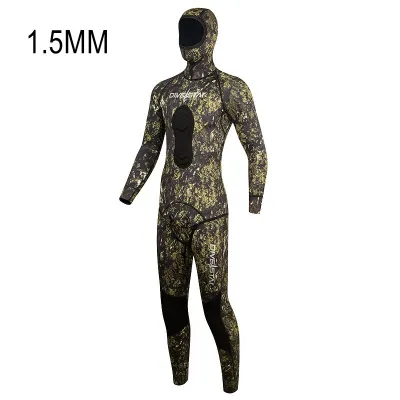 1.5MM Neoprene Camouflage Hunting Wetsuit Hooded 2 Pieces Snorkeling For Men Keep Warm Waterproof Swim Spearfishing Diving Suit