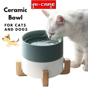 🔥PREMIUM QUALITY🔥 Ceramic Cat Bowl with Wood Stand Pet Food Water Bowl Feeder Feeding bowl water