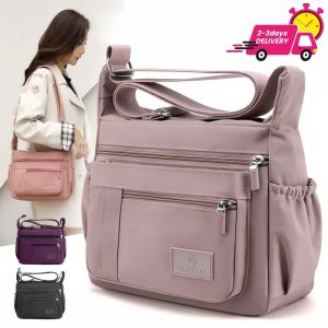QNQN 【การจัดส่งสินค้า 2-3 วัน】กระเป๋าสะพายไหล่กันน้ำแบบใหม่เดินทางง่ายผู้หญิงวัยกลางคนกระเป๋าความจุขนาดใหญ่หลายชั้นเก็บกระเป๋าสะพาย