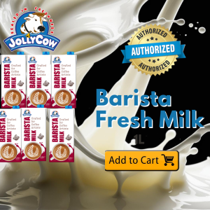 JOLLYCOW Barista Milk 1L x6 - Premium Full-Fat Milk for Coffee Latte Art & Creamy Beverages