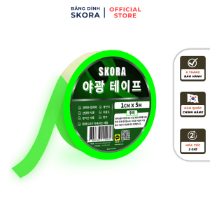 Băng keo dạ quang băng dính dạ quang SKORA kích thước 1cm x 5m phát sáng trong đêm thương hiệu Hàn Quốc nhập khẩu bảo hành 6 tháng