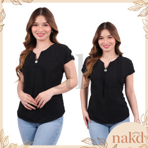 NAKD WOMEN FASHION HIGH QUALITY BRENDEL SWISS DOT DAILY BASIC BUTTON TRENDY FOLDED EVERYDAY BLOUSE 1439