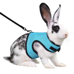 OUTOPEN Mutil-Colors Rabbit Harness and Leash Set Stylish Breathable Pet Chest Strap Escape Proof Soft Pet Harness Small Animal