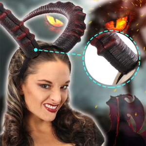 Gothic Halloween Cosplay Costume Hair Accessories Realistic Black Red Long Devils Horn Headband Festival Carnival Party Bandana Photo Props Hairband