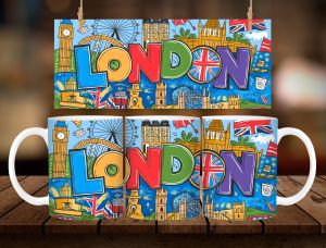 * 1 PC MUG WITH BOX * LONDON DESIGN Mug Souvenir 11oz with box