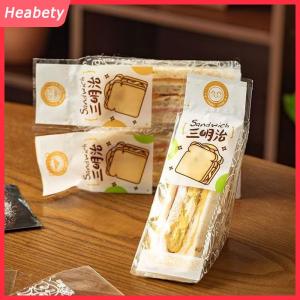 Heabety  100 chiếc giấy gói sandwich chuyên dụng dùng một lần dễ xé trong suốt dạng tam giác túi đóng gói bánh nướng bánh mì