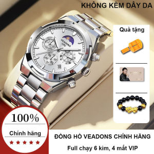 (Fullbox) Đồng hồ Veadons Chính_ Hãng mặt số phát sáng chống thấm nước - Đồng hồ nam  Veadons cao cấp đeo tay lịch chuyển động thạch anh- Tặng dây da vòng tỳ hưu dụng cụ tháo bớt dây của Hãng