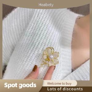 Heabety Fashion Fashion Rhinestone Flowers Imitation Pearl Brooches For Women Clothing Coat Jewelry Accessries Gifts