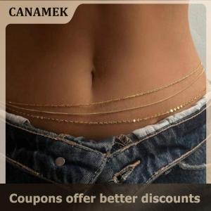 【 CANAMEK 】 Waist Chain For Women Waterproof 1 2 3 Layers Belly Chains Beach Bikini Waist Body Chain Jewelry Elegance Versatile Acessories