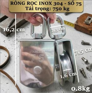 Ròng Rọc Treo Inox 304 (Số 75) – Bánh Xe Trượt Dây Phụ Kiện Treo Kéo Đa Năng