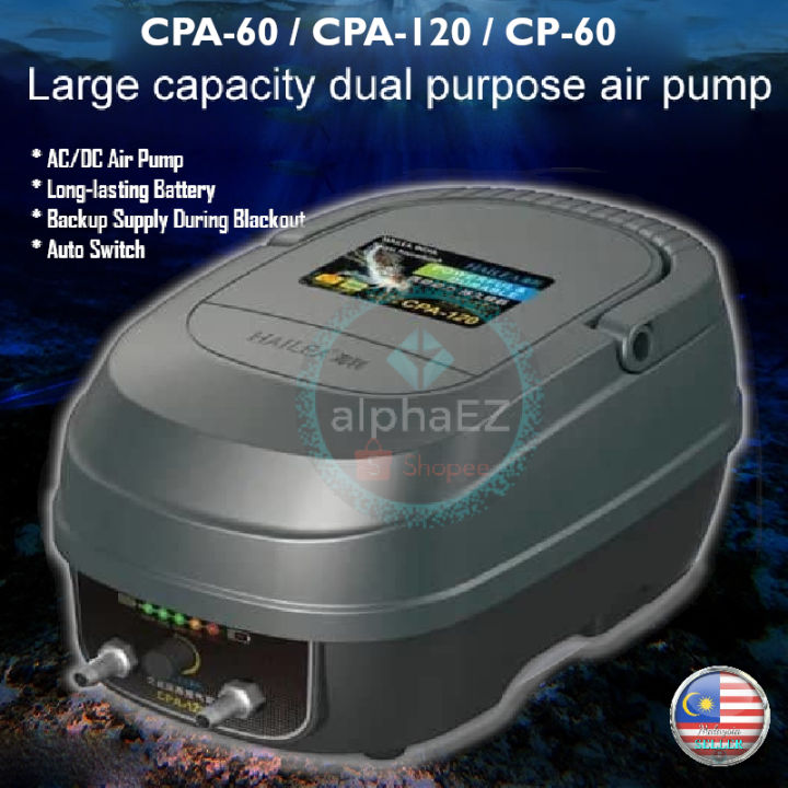 Aquarium Hailea CPA60 CPA120 CP60 AC/DC Air Pump Fish Tank Oxygen Pump Rechargeable Low Noise