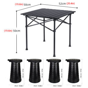 LOOGU Outdoor Camping Portable Folding Table Set Telescopic Stool High Strength Aluminum Alloy Picnic Table Chair