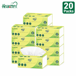 【Pure Care】 【20Packs/Box】心相印Hearttex 3-Ply Facial Tissue 100 Sheets Soft Fragrance-Free Box Tissue Virgin Wood Pulp