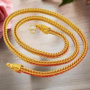 Minwen Alloy Gold Plated Dragon Head Fox Tail Necklace 6mm Imitation Gold Personalized Square Fox Tail Necklace Neck Chain