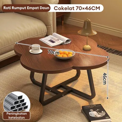 Meja Tamu Bundar Kayu Aesthetic Modern Meja Kopi Tengah Ruang Tamu & Meja Samping Serbaguna