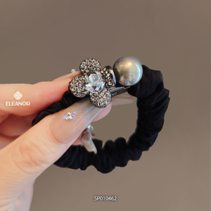 Dây buộc tóc nữ Eleanor Accessories hình hoa dây cột tóc đính đá phối ngọc trai phụ kiện tóc 10461
